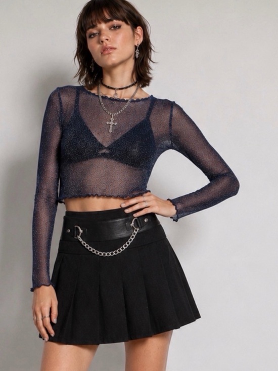 Dolls Kill Dresses & Skirts - Dolls Kill X Royal Bones Gothic Silver Chain Pleated Mini Skirt Size S